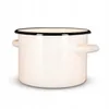 A cream-colored enamel cooking pot with black trim and handles, shown from the front on a white background. Produktbild-Vorschau