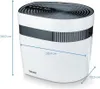 A white air purifier with dimensions indicated by blue lines and text. Produktbild-Vorschau