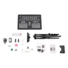 A collection of items for a scoreboard, including the scoreboard itself, a remote control, power adapter, batteries, and mounting hardware. Podgląd zdjęcia produktu