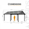 A diagram showing the dimensions of a carport or pavilion, with a silhouette of a person for scale. Produktbild-Vorschau