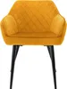A single yellow armchair with black legs against a white background. Produktbild-Vorschau
