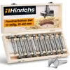 A set of Forstner drill bits in a wooden box, with a close-up image of one bit drilling into wood. Produktbild-Vorschau