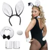 Bunny Damenkostüm-Set Hase 5-teilig weiss-schwarz - Produktbild-Vorschau 6