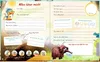 A colorful spread from a children's 'friendship book' with illustrations of fantasy creatures and text fields for personal information. Voir les images du produit