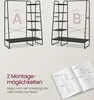 Two options for assembling a clothing rack with shelves, shown with an instruction manual. Produktbild-Vorschau