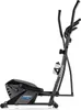 A side view of a gray and black elliptical exercise machine with a water bottle attached. Produktbild-Vorschau