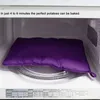 A purple potato microwave bag is placed inside a microwave oven. Produktbild-Vorschau