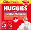 The image shows the front packaging of Huggies Little Movers pants diapers. Produktbild-Vorschau
