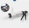 A caulking gun with a nozzle, and a smaller inset image showing a hand using the caulking gun. Produktbild-Vorschau