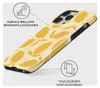 A close-up angled view of a phone case with a yellow lemon tart pattern, highlighting its features. Podgląd zdjęcia produktu