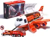 A toy transport airplane with fire department vehicles inside and outside. Produktbild-Vorschau