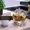 Théière Arendo avec réchaud, théière en verre pour thé en Voir les images du produit 5