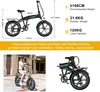 A collage of an e-bike diagram with specifications and a lifestyle shot of a person riding an e-bike. Produktbild-Vorschau