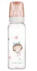 A baby bottle with a pink cap and a cartoon doll illustration on it. Náhľad obrázku produktu