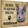 vianmo Holzschild 12x18 cm russisch blau Katze Tier Produktbild-Vorschau 1