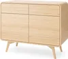A light wood sideboard with rounded edges and four doors, shown from a front-diagonal angle on a white background. Produktbild-Vorschau