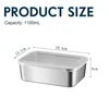 A stainless steel food container with a clear lid, showing its dimensions. Produktbild-Vorschau