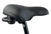 A close-up view of a black bicycle saddle and its seat post clamp. Produktbild-Vorschau