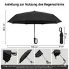 Automatischer Faltregenschirm Schwarz – Wasserdicht & Produktbild-Vorschau 2