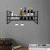 Průmyslový nástěnný stojan na víno s držákem na 5 sklenic, Náhled obrázku produktu 2