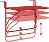 A red hanging balcony table shown in multiple positions to illustrate its adjustable height. Anteprima dell’immagine prodotto