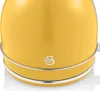 Close-up of the bottom of a yellow kettle with a silver trim and a Swan logo. Náhled obrázku produktu