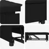 A collage of four close-up images showing different angles and details of a black sofa bed. Náhľad obrázku produktu