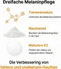 Diagram illustrating the triple melanin care with ingredients and their functions. Podgląd zdjęcia produktu