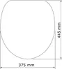 A diagram showing the dimensions of a toilet seat. Produktbild-Vorschau