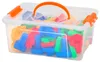 A clear, well-lit studio shot of a clear plastic storage bin filled with colorful building toy pieces. Anteprima dell’immagine prodotto
