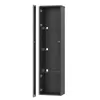 A tall, narrow black display cabinet with its door ajar, revealing glass shelves inside. The cabinet is presented against a plain white background. Náhľad obrázku produktu