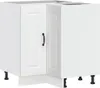 A white corner kitchen base cabinet with a black handle and black legs. Anteprima dell’immagine prodotto