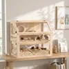 PawHut Hamsterkäfig aus Holz 3 Etagen Nagarium Nagerkäfig Produktbild-Vorschau 2