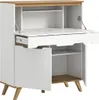 A white and wood-tone secretary desk with its doors and drawer open, showing the interior compartments. Anteprima dell’immagine prodotto