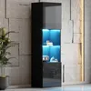 Merax Hochglanze Vitrine mit LED-Beleuchtung, Hochschrank Produktbild-Vorschau 5