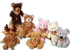A collection of seven plush toys, including bears, a dog, a moose, a pig, a cat, and a mouse, all wearing plaid bandanas. Produktbild-Vorschau