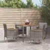 vidaXL 5-tlg. Garten-Essgruppe mit Kissen Grau Poly Rattan Produktbild-Vorschau 2