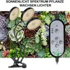 A close-up of a plant grow light with three adjustable heads, clipped to a base, with a controller, set against a background of various succulents. Náhľad obrázku produktu