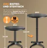 A diagram showing a 2-in-1 bistro and standing table with dimensions and weight information. Produktbild-Vorschau