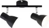 A black metal ceiling light with two adjustable spotlights. Produktbild-Vorschau
