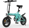 A teal and black ESKUTE F100 electric bicycle is shown against a white background. Produktbild-Vorschau