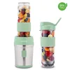 A product shot of a portable blender with two bottles filled with fruit, set against a white background. Produktbild-Vorschau