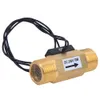 A brass flow sensor with wires and a label. Produktbild-Vorschau
