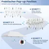 Diagram showing the steps to set up a pop-up pavilion. Produktbild-Vorschau