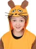 A young child wearing an orange mouse costume with brown ears and embroidered facial features. Produktbild-Vorschau