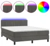 vidaXL Boxspringbett mit Matratze & LED Dunkelgrau 140x200 Produktbild-Vorschau 1
