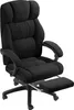 A black office chair with a footrest, shown from a three-quarter angle against a white background.