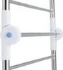 Close-up of a white plastic adjustable knob with a blue button on a metal drying rack. Anteprima dell’immagine prodotto