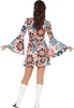 Hippie 70s Blumen Swingkleid Stirnband Karneval Fasching Produktbild-Vorschau 2