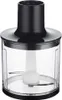 A close-up studio shot of a black and transparent blender attachment with blades inside. Produktbild-Vorschau